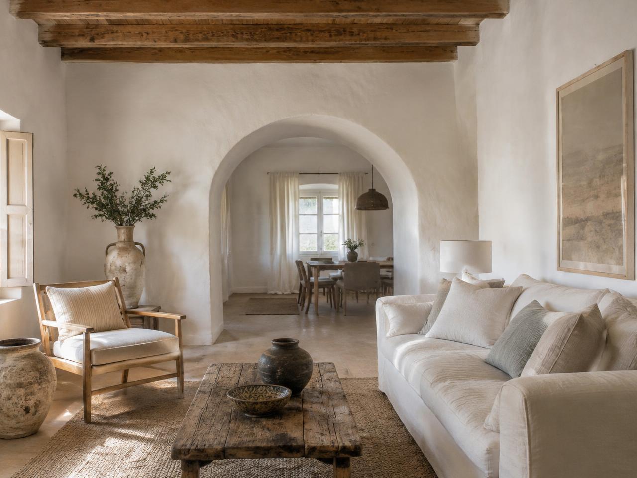 Salón con arco encalado